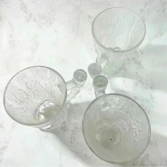 Flintstones 3 Mammoth Mugs Clear Embossed Glass 1993 McDonald's 4.5" Vintage - Picture 3 of 5